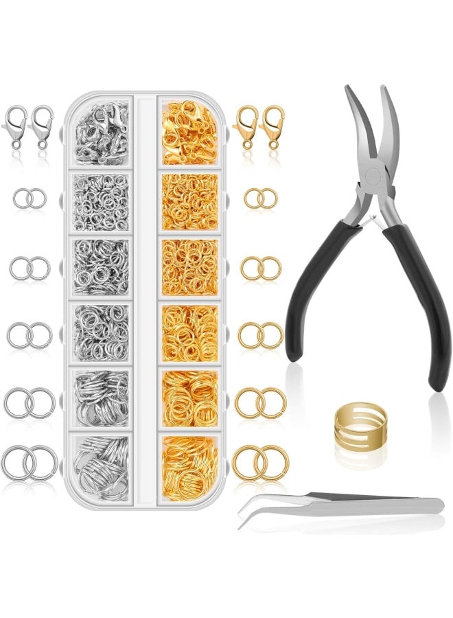 Anezus Jump Rings for Jewelry Making Supplies and Necklace Repair with Jump Ring Pliers and Open Jump Ring(1200Pcs Silver and Gold) - Image 1