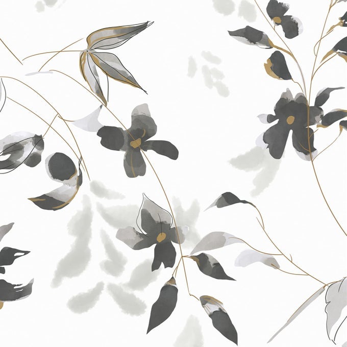 BLACK AND WHITE PEEL AND STICK WALLPAPER MODERN FLORAL WALLPAPER LEAF SELF ADHESIVE REMOVABLE WALL PAPER BOHO WATERPROOF CONTACT PAPER FOR BATHROOM LIVING ROOM BEDROOM DECOR 1535IN X 787IN