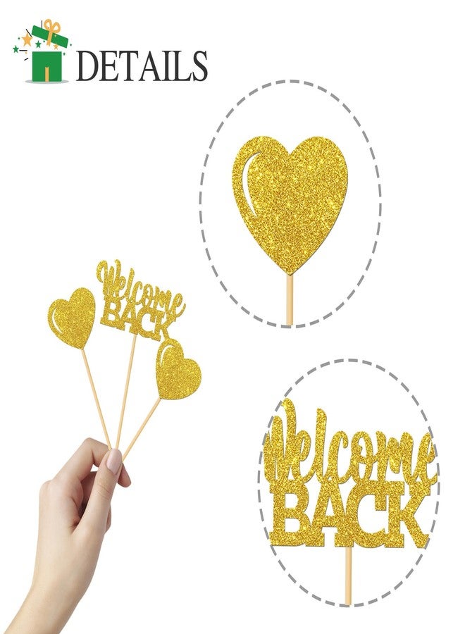 MonMon & Craft 24 Pcs Gold Glitter Welcome Back Cupcake Toppers - Housewarming, Retirement Party Decorations - Image 4