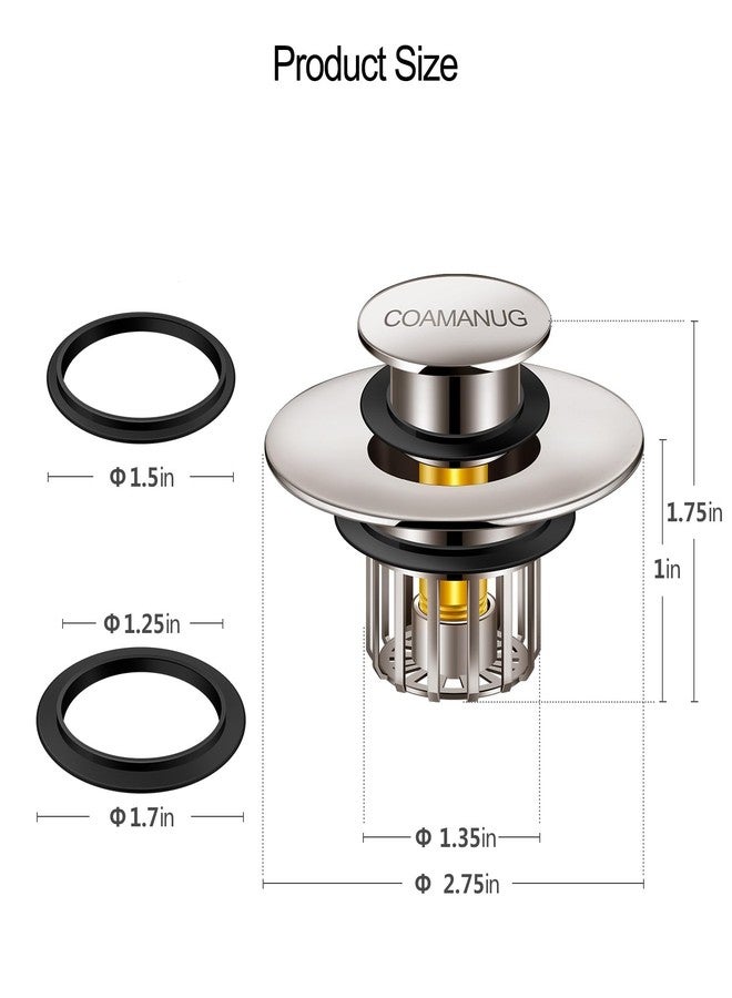 COAMANUG Bathtub Stopper | Pop-up Tub Stopper with Strainer, Shower Drain Hair Catcher | Bathroom Drain Plug | Drain Protector for 1-1/2 to 1-3/4" Bath Drain Hole - Image 4