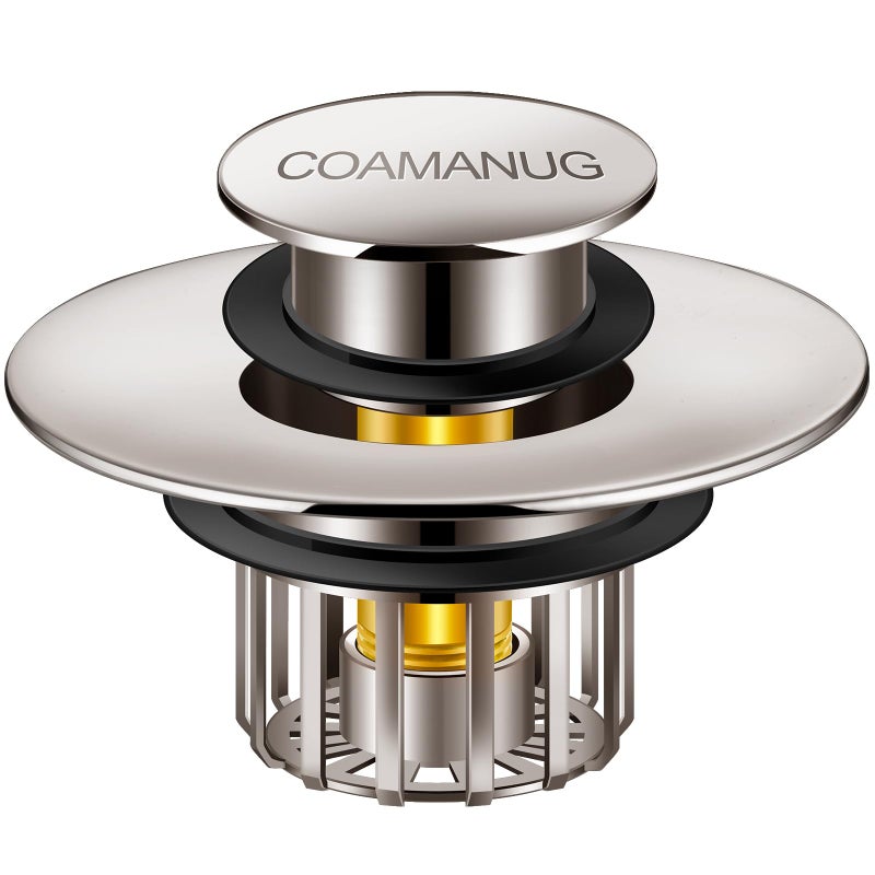 COAMANUG Bathtub Stopper | Pop-up Tub Stopper with Strainer, Shower Drain Hair Catcher | Bathroom Drain Plug | Drain Protector for 1-1/2 to 1-3/4" Bath Drain Hole - Image 1