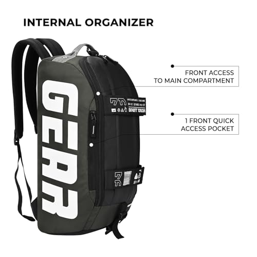 Gear Statement Maxis 3.0 10"/29L Medium Water Resistant Polyester Duffle Bag/Travel Bag/Gym Bag for Men & Women(Black-Olive, 20 Cm) - Image 4