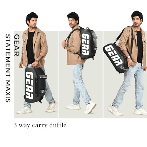 Gear Statement Maxis 3.0 10"/29L Medium Water Resistant Polyester Duffle Bag/Travel Bag/Gym Bag for Men & Women(Black-Olive, 20 Cm) - Image 2