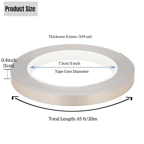 SICCOMA Faraday Cloth Tape Double Conductive Cloth Adhesive Tape for EMI Shielding, Wire Harness Wrap, Grounding, Guitar Interference Signal Blocking, Electrical Repair (0.4inx66FT) - Image 3