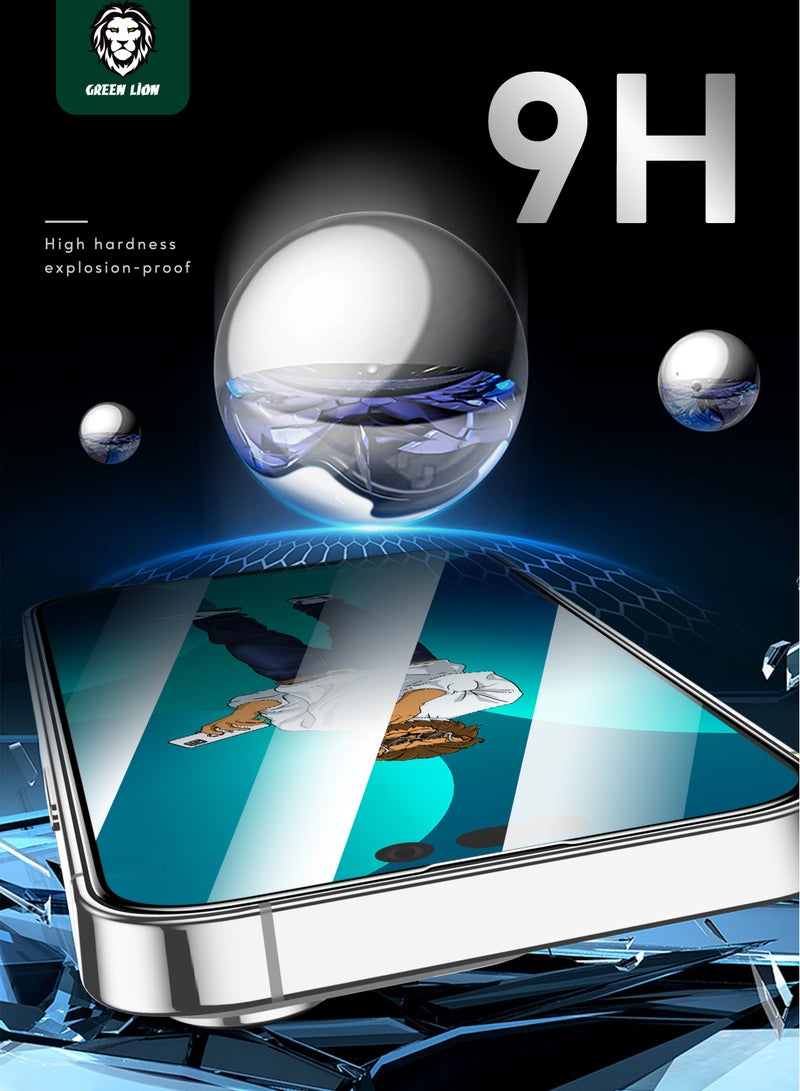 GREEN LION iPhone 14/13/13 Pro Screen Protector / 9H Steve HD Glass / Anti Fingerprint / Anti Scratch / Grease Resistance / Ultra Hardness / Highly Responsive / Bubble Free - Black Edge/Clear - Image 4