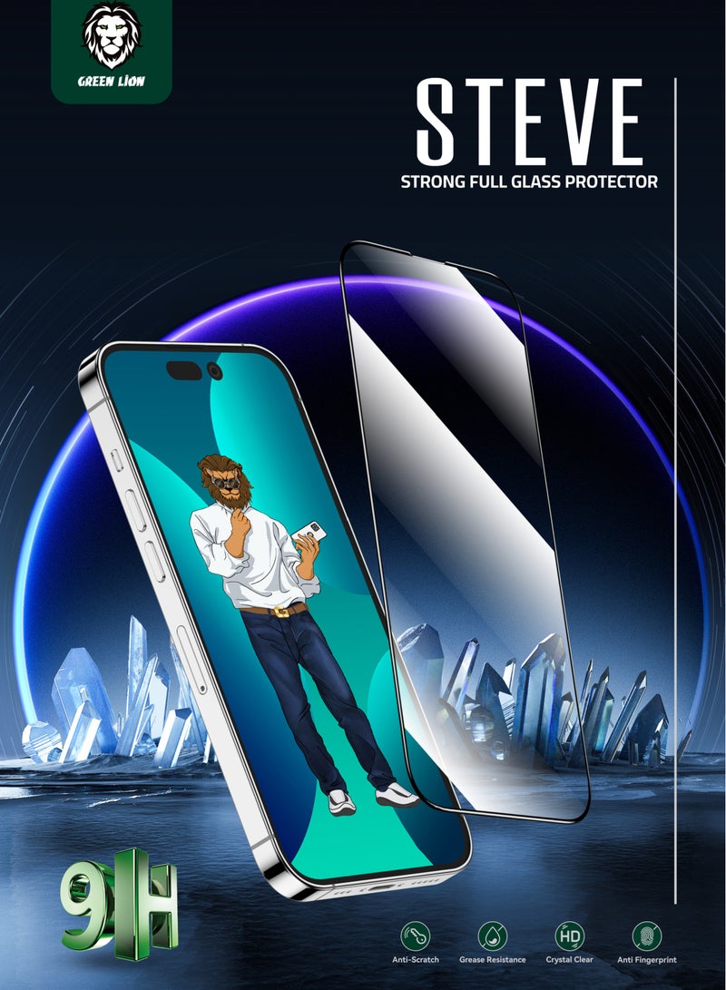 GREEN LION iPhone 14/13/13 Pro Screen Protector / 9H Steve HD Glass / Anti Fingerprint / Anti Scratch / Grease Resistance / Ultra Hardness / Highly Responsive / Bubble Free - Black Edge/Clear - Image 5