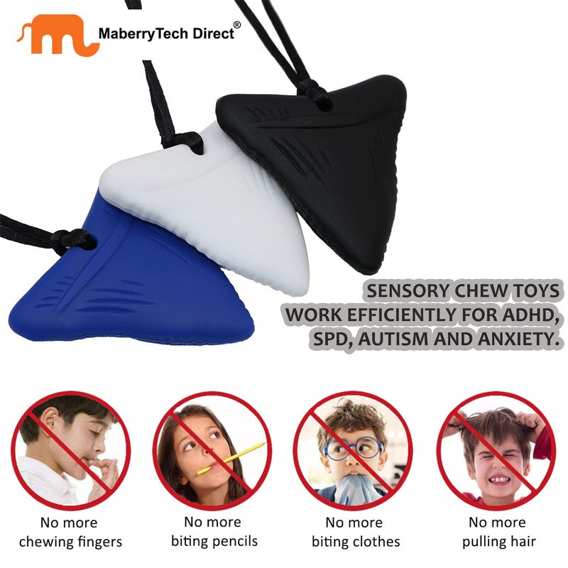 MaberryTech Direct Chew Necklaces for Sensory Kids, 3 Pack Sensory Toys Silicone Chewy Necklace Sensory for Autism, ADHD, Anxiety or Other Special Needs- Reduces Chewing Fidgeting for Boys Girls Adults Chewer - Image 3