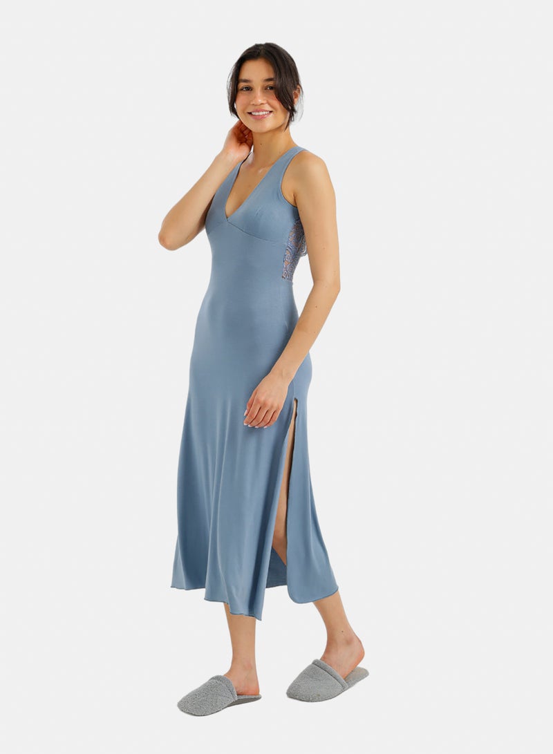 Carina Side-Slit Midi Nightgown - Image 2
