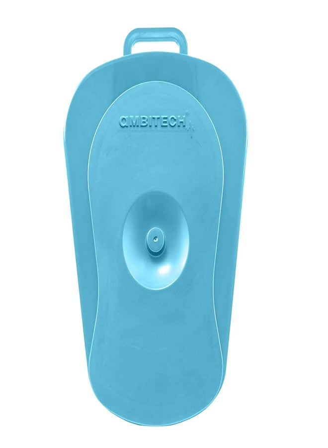 AmbiTech Portable Polypropylene Unisex Premium Bed Pan with Lid Cap (Blue) (Made In India) - Image 1