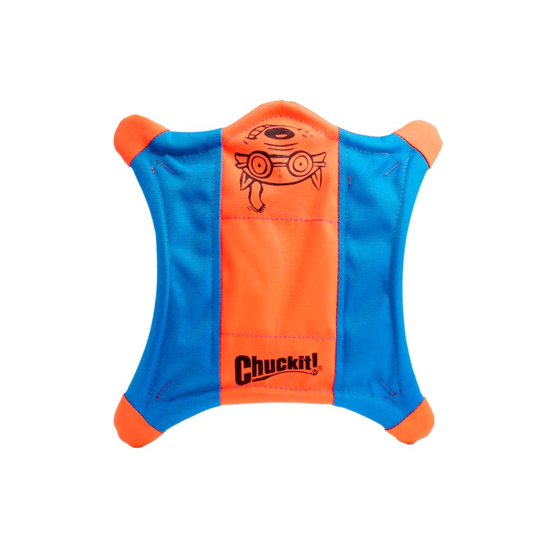 Chuckit! Flying Squirrel Fetch Dog Toy - Water Floating Flyer - Soft and Durable Polyester Canvas Construction - For Large Dogs - Size Large - 11-inch Diameter - Pack of 1 - Orange and Blue - Image 1