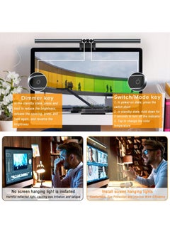 Bukela Computer Monitor Light Strip, Monitor Light with Touch Sensor, Eye Protection No Screen Glare, Dimmable and 3 Color Temperature Computer LED Light, Curved/Flat Screen Desk Lamp  - Image 3