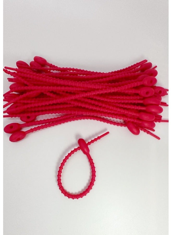 Loquat 215mm Tadpole Self-locking Charging Cable Tie Storage With DIY Keychain Jewelry Blind Box Trendy Pendant-Color:Red 15cm - Image 1