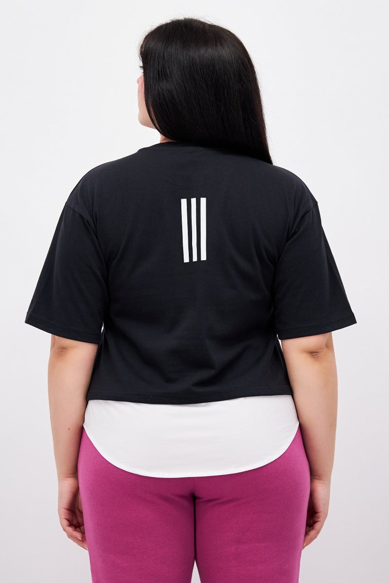 Adidas تي شيرت رياضي نسائي بأكمام قصيرة مناسب للخارج، أسود - Image 3