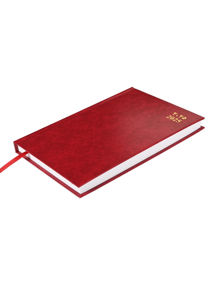 Fis 2025 A5 Diary,Vinyl,  (Arabic/English)  Hard Cover Maroon -FSDI21AE25MR - Image 1