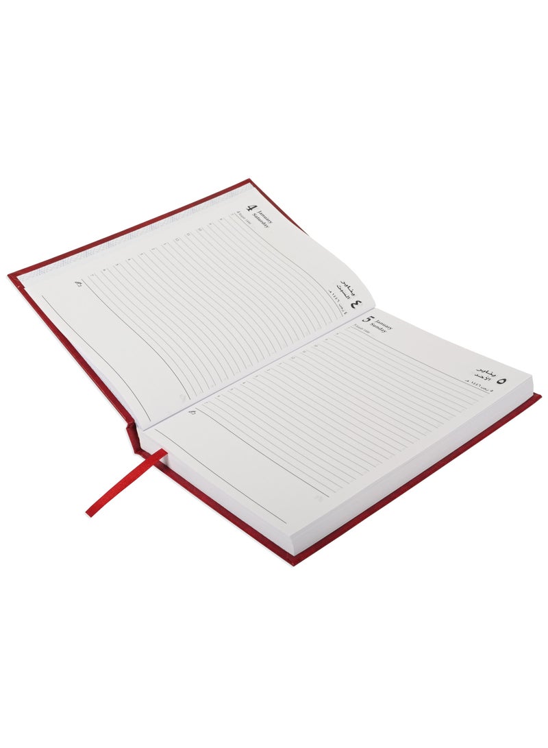 Fis 2025 A5 Diary,Vinyl,  (Arabic/English)  Hard Cover Maroon -FSDI21AE25MR - Image 2