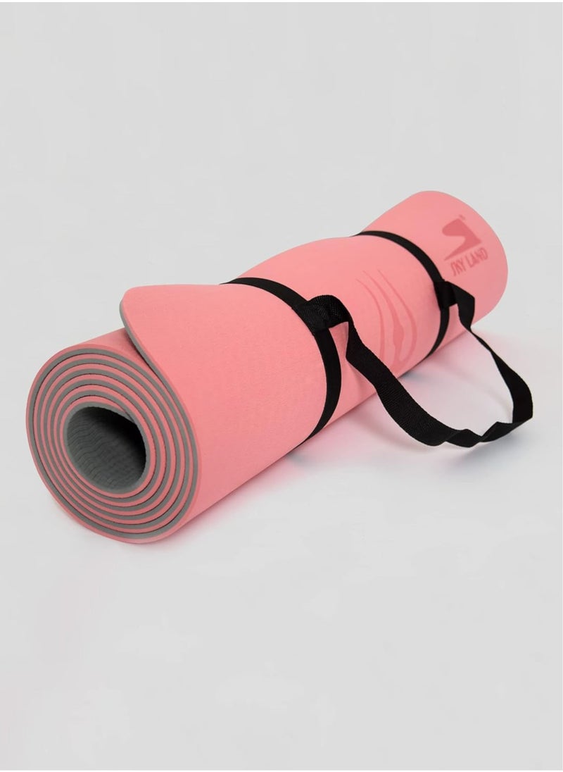 Sky Land Non Slip Double Layer Exercise TPE Yoga Mat With Alignment Marks For Unisex Adult, 6mm Thick Eco Friendly 183 x 61 x 0.6cm, Exercise Mat Pink and Grey EM-9351-R  - Image 2