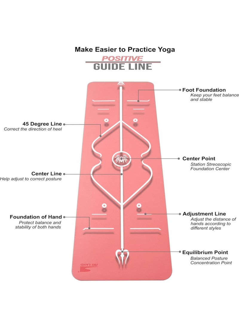 Sky Land Non Slip Double Layer Exercise TPE Yoga Mat With Alignment Marks For Unisex Adult, 6mm Thick Eco Friendly 183 x 61 x 0.6cm, Exercise Mat Pink and Grey EM-9351-R  - Image 4