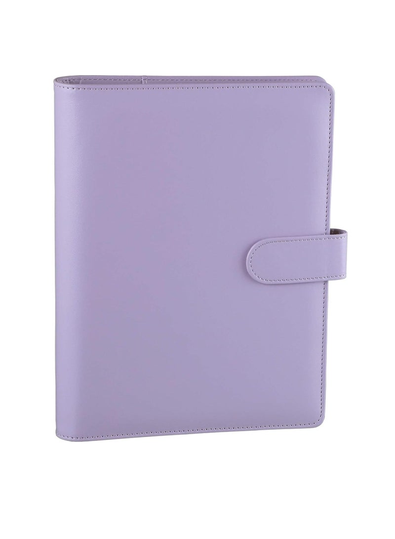 DUNISO غلاف دفتر ملاحظات A6 6 حلقات، دفتر جلد PU، قفل مغناطيسي، مع 80 ورقة A6، قابل لإعادة التعبئة، للتخطيط الشخصي، بنفسجي - Image 3