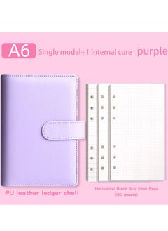 DUNISO PU Leather A6 Binder, 6 Round Ring Binder Planner Notebook Cover For A6 Filler Paper  Purple (80 Sheets A6 Filler Paper Included)  - Image 1