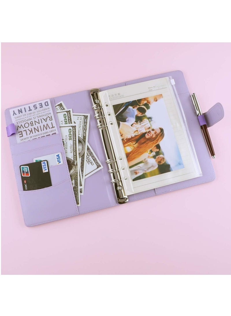 DUNISO PU Leather A6 Binder, 6 Round Ring Binder Planner Notebook Cover For A6 Filler Paper  Purple (80 Sheets A6 Filler Paper Included)  - Image 4