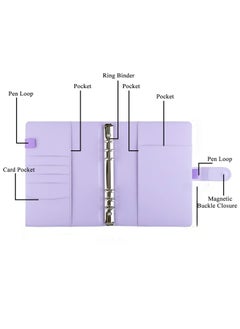 DUNISO PU Leather A6 Binder, 6 Round Ring Binder Planner Notebook Cover For A6 Filler Paper  Purple (80 Sheets A6 Filler Paper Included)  - Image 3