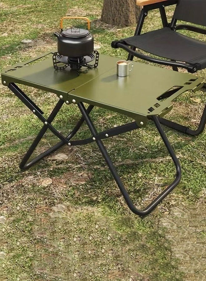 Hanayo ﻿Camping Table Tactical Table Portable Folding Camping Table Metal Small Outdoor Camping Table with Carrying Bag for Garden Camping Outdoor Picnic(Green) - Image 2