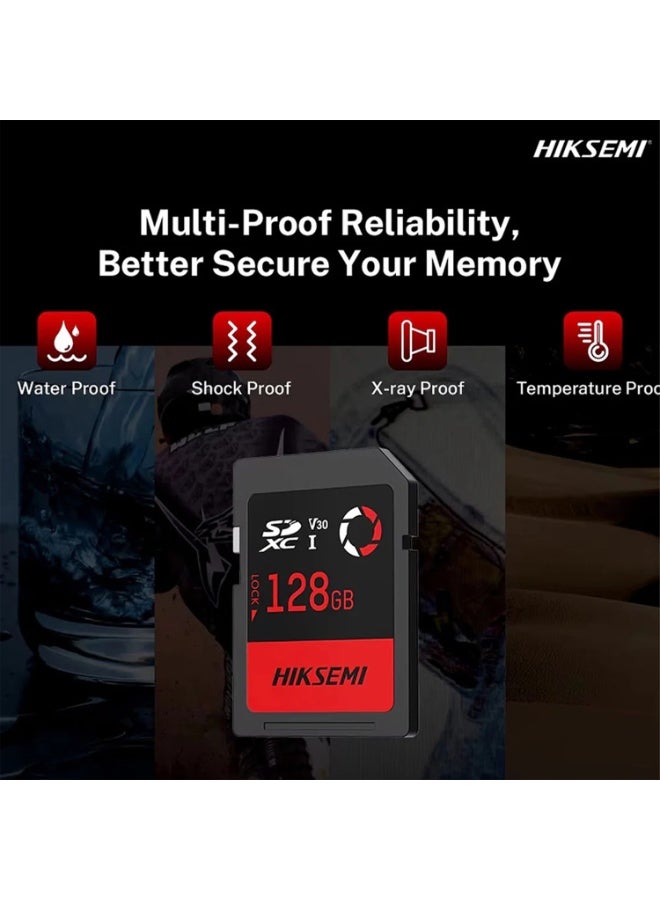 جينرال برو HIKSEMI Capture SDXC 128 GB – فئة V30/UHS‑I Class 10، سرعة قراءة حتى 180 MB/s وكتابة 150 MB/s، مقاومة للماء والصدمات - Image 4