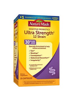 Ultra Strength 12 Strain Digestive Probiotics Dietary Supplement For Digestive Health Support 25 Probiotic Capsules 25 Day Supply