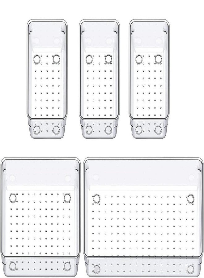 SHRUTI Drawer Organizer, Organisers Storage Box, Multipurpose Drawer Storage Organizer For Cosmetic & Makeup Organizer Box And Dressing Table Organizer (Transparent, Pack of 5) - Image 1