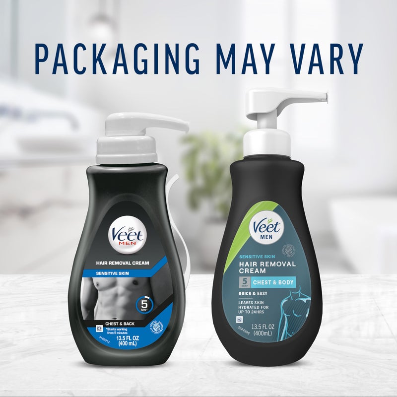 Veet Hair Removal Cream For Men, 5 Min Sensitive Skin, Hair Removal Gel For Body, Chest & Back, Dermatologically Tested, 13.5 FL OZ w/ Spatula - Image 2