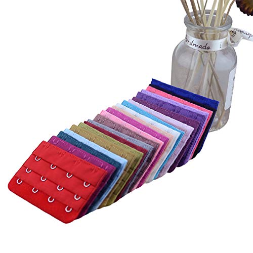 Wowlife Women Bra Extender Strap 4 Hooks 3 Rows Assorted Colors Pack of 15 - Image 1