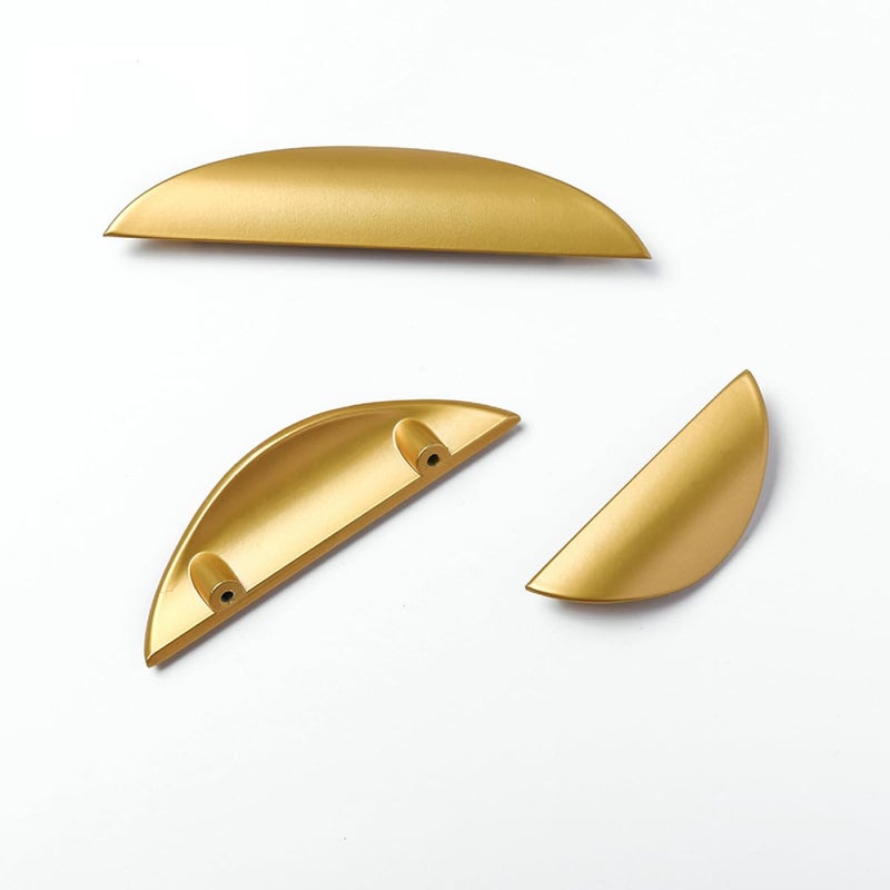Nordic Modern Crescent Cabinet Handles Matte Black Gold Finish 2pcs - Image 4