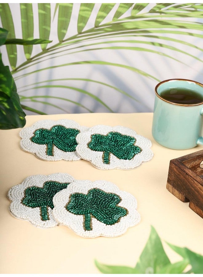 AIVIK Beaded Printed Mutlticolor Matte Finish Coasters for Cups and Dining Table | Set of 4 | Square Pattern-A02 - Image 3