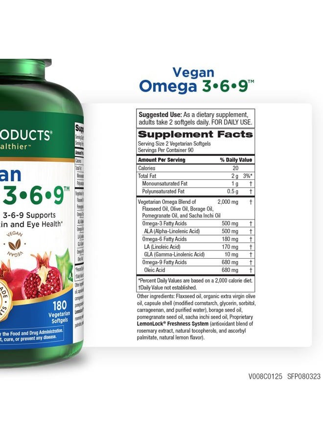 Purity Products صيغة أوميغا 3-6-9 النباتية - "5 في 1" مركب الأحماض الدهنية الأساسية - أحماض أوميغا 3 6 9 الدهنية الأساسية المستندة إلى النباتات - إمداد لمدة 3 أشهر - 180 كبسولة لينة - Image 2