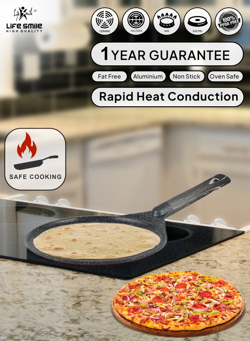 20/22/24/26/28cm Sizes Nonstick Crepe Pan, Granite Coating Flat Skillet Dosa Tawa Tortilla Pan for Pancake, Roti, Omelette, Steak,  and Frying Egg, PFOA Free, with Ergonomic Stay-Cool Handle