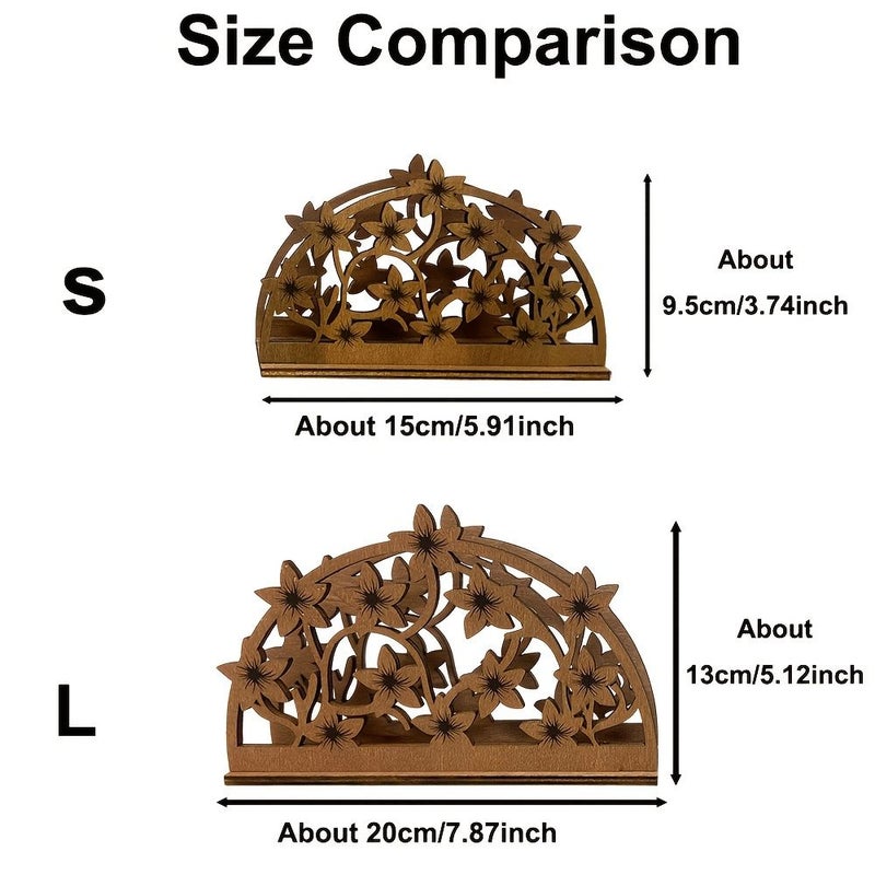 Charming Floral Tissue Holder Stylish Storage Option For Kitchen Bathroom And Living Room Wood Color Finish - Image 4