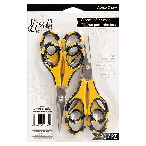 EK Tools American Crafts Cutter Bee Herb Scissors 4/Pkg-Yellow/Black - Image 2