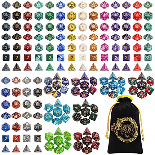CiaraQ DND Dice Sets 26 X 7 Polyhedral Dice 182pcs with a Large Drawstring Bag Great for Dungeons and Dragons Role Playing Table Game - Image 1