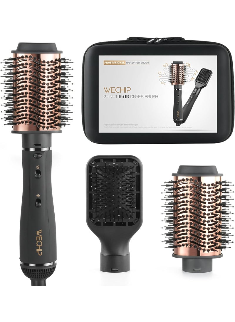 Wechip - 2 in 1 WeChip Hot Air Brush  Detachable Hair Dryer  Ceramic Negative Ion Blow Dryer for Drying Straightening Curling 3 Temp Settings - Image 1