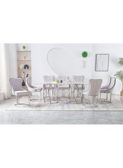 دانوب هوم Windsor Sintered Stone Dining Table Without Chairs Strong And Sturdy Rectangular Kitchen Table 8 Seater Table Modern Design Desk Furniture For Home Dining Room L 200 x W 110 x H 76 cm Dark Grey  - Image 1