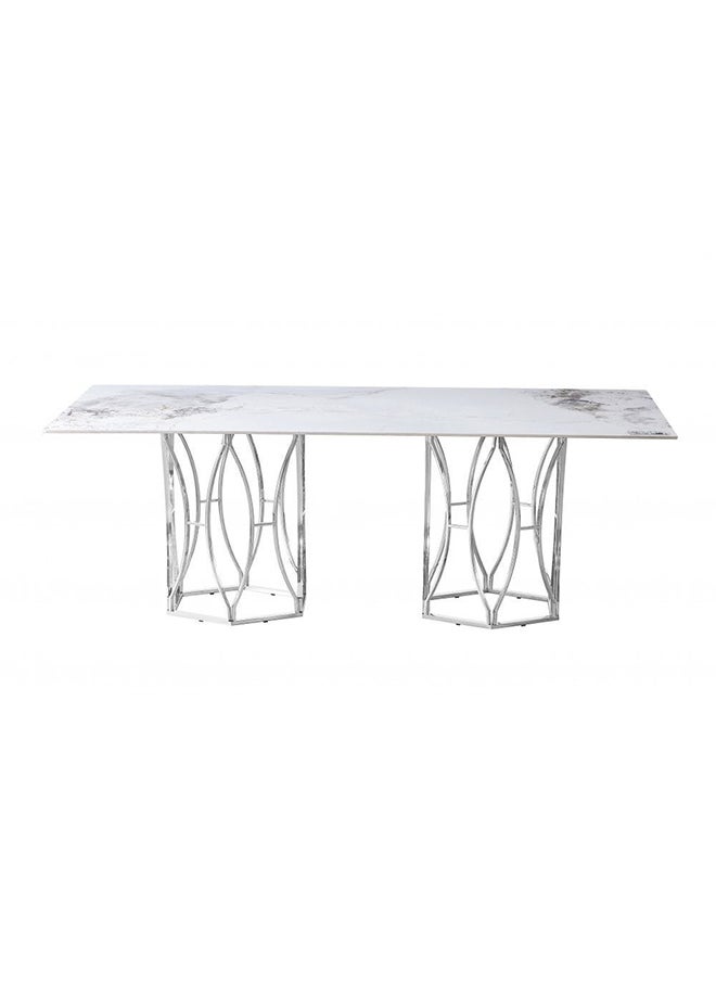 DANUBE HOME Windsor Sintered Stone Dining Table Without Chairs Strong And Sturdy Rectangular Kitchen Table 8 Seater Table Modern Design Desk Furniture For Home Dining Room L 200 x W 110 x H 76 cm Dark Grey  - Image 4