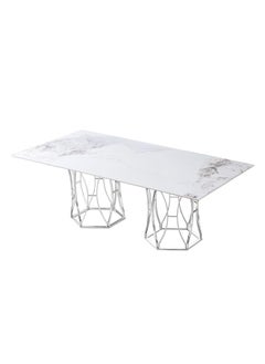 دانوب هوم Windsor Sintered Stone Dining Table Without Chairs Strong And Sturdy Rectangular Kitchen Table 8 Seater Table Modern Design Desk Furniture For Home Dining Room L 200 x W 110 x H 76 cm Dark Grey  - Image 3