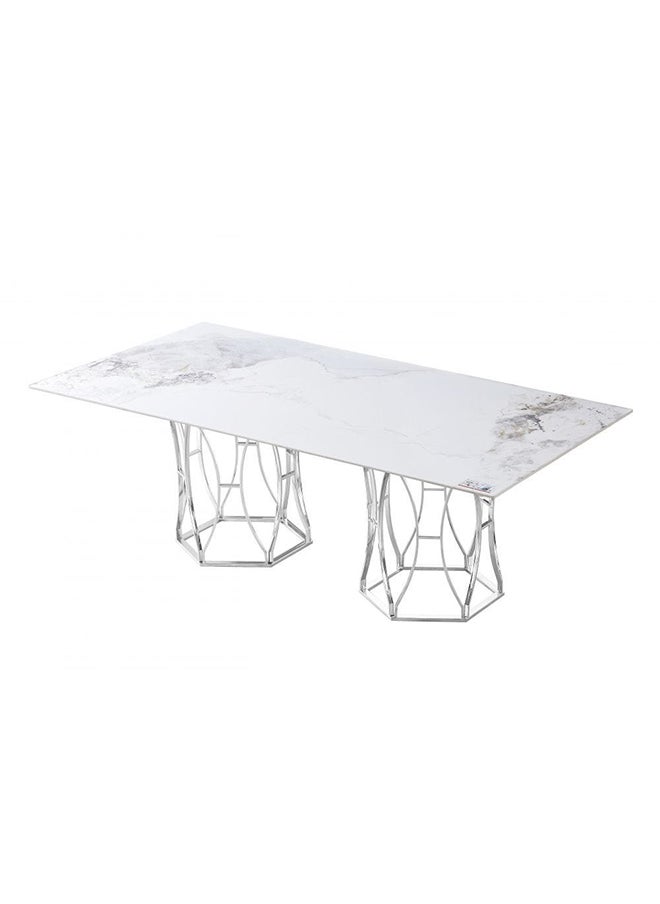 DANUBE HOME Windsor Sintered Stone Dining Table Without Chairs Strong And Sturdy Rectangular Kitchen Table 8 Seater Table Modern Design Desk Furniture For Home Dining Room L 200 x W 110 x H 76 cm Dark Grey  - Image 3
