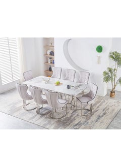 دانوب هوم Windsor Sintered Stone Dining Table Without Chairs Strong And Sturdy Rectangular Kitchen Table 8 Seater Table Modern Design Desk Furniture For Home Dining Room L 200 x W 110 x H 76 cm Dark Grey  - Image 2