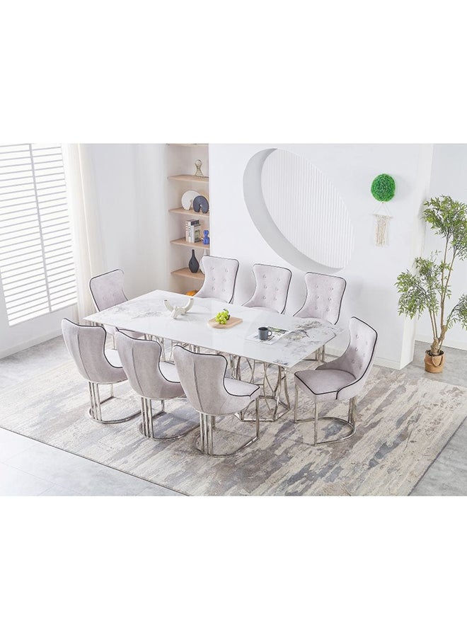 DANUBE HOME Windsor Sintered Stone Dining Table Without Chairs Strong And Sturdy Rectangular Kitchen Table 8 Seater Table Modern Design Desk Furniture For Home Dining Room L 200 x W 110 x H 76 cm Dark Grey  - Image 2