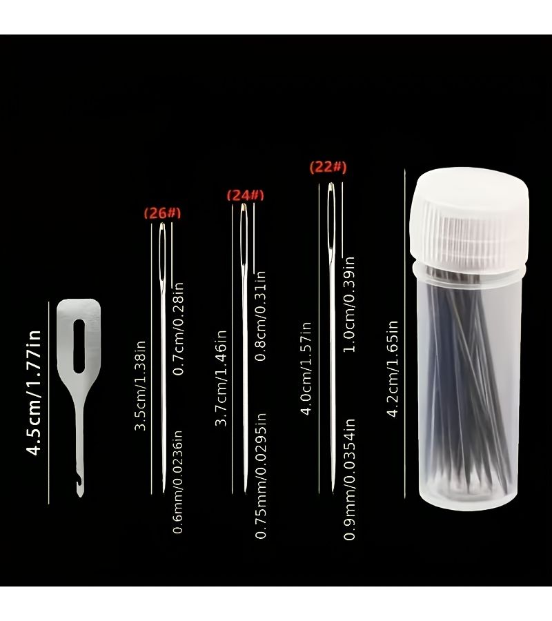33 Pieces Stainless Steel Hand Sewing Needles Kit With Threaders And Gauge Ruler - Image 3