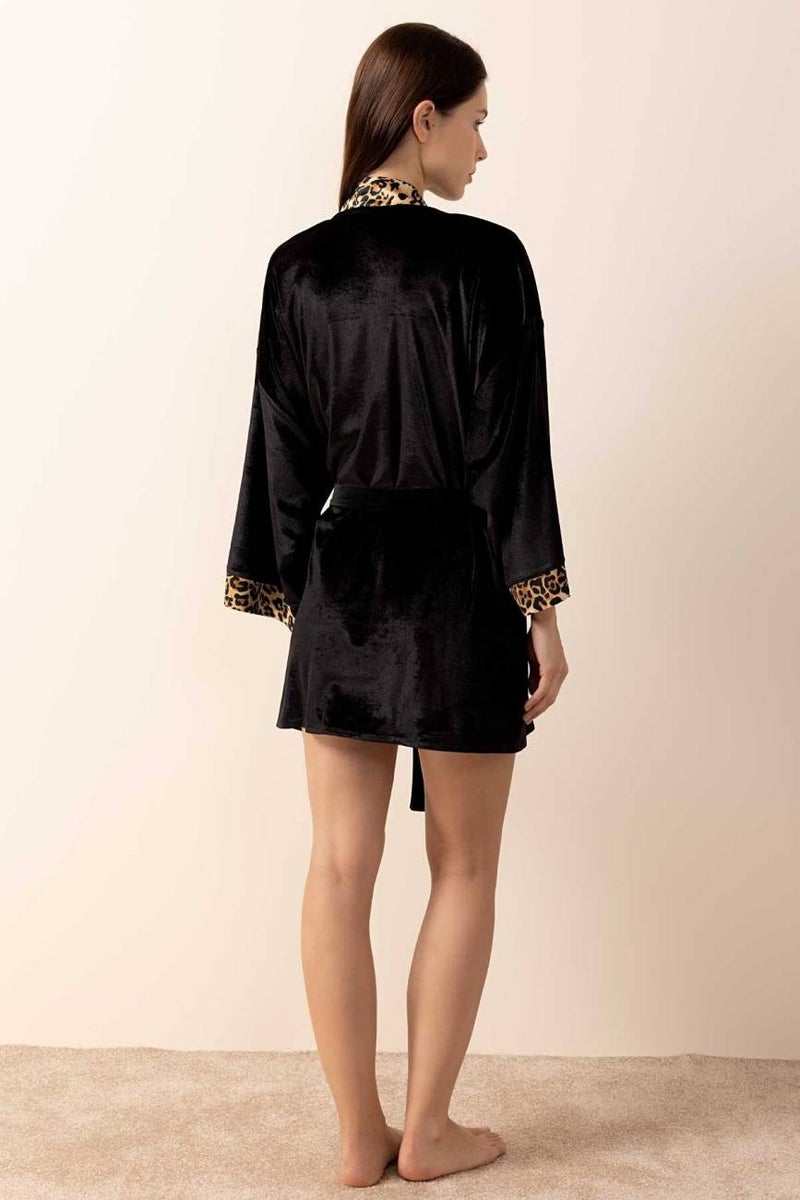 Ayyıldız Crescent 3980 Black Velvet Dressing Gown  - Image 2