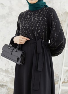 Generic Elegant, beautiful and classy Muslim dress, women's jalabiya and abaya, suitable for various occasions, decorated with satin and with a belt  - Image 3