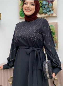Generic Elegant, beautiful and classy Muslim dress, women's jalabiya and abaya, suitable for various occasions, decorated with satin and with a belt  - Image 4