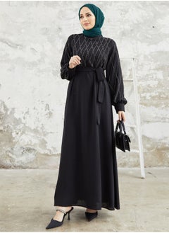 Generic Elegant, beautiful and classy Muslim dress, women's jalabiya and abaya, suitable for various occasions, decorated with satin and with a belt  - Image 1